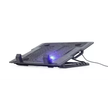 Base di raffreddamento per laptop Gembird NBS-1F17T-01, per schermi fino a 17 pollici, 1 ventola da 15 cm, USB 2.0, 370×265×33 mm, 350 mA, nero