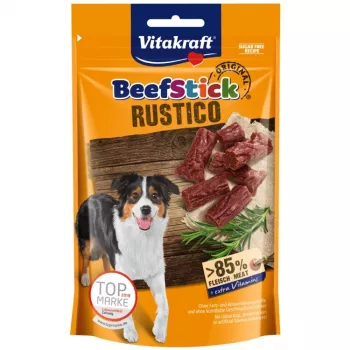Vitakraft Beef Stick Rustico 55 g – snack da masticare al gusto di manzo, proteine 30%, grassi 25%