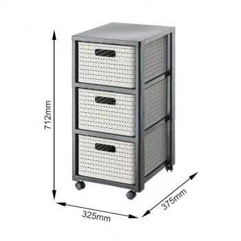 Unità contenitore Rotho Country 3 cassetti cappuccino/antracite, tecnopolimero, 712×325×375 mm