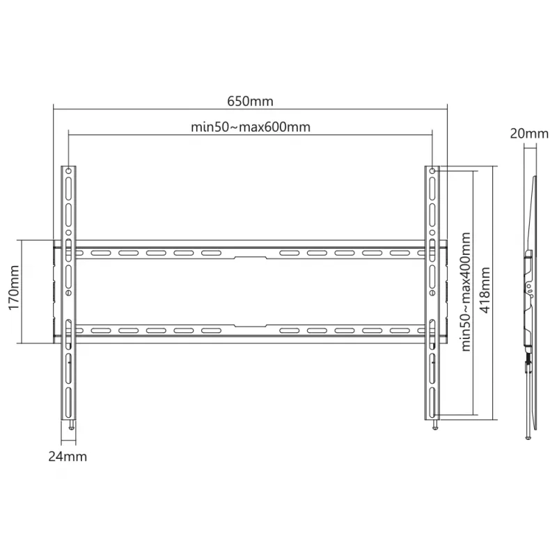 Supporto a parete SBOX PLB-2264F-2 37–80 cm, portata 45 kg, VESA 600x400