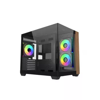 Case per PC Cooler Master Elite 481 Wood — mATX a doppia camera con design in legno naturale e due pannelli in vetro temperato
