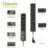 EVER CLASSIC T/LZ09-CLA015/0000 multipresa con protezione da sovratensioni, 5 prese tipo E, 250 V, cavo da 1,5 m, con interruttore, protezione per bambini, nera