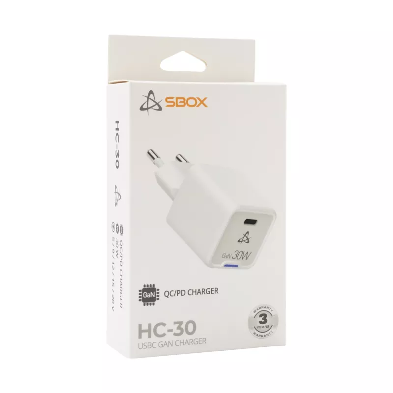 SBOX Home Charger HC-30 30W GaN caricabatterie rapido USB Type-C