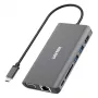 UNITEK uHUB O8+ hub USB 3.2 Gen 1 Type-C con filo, grigio, 100W Power Delivery