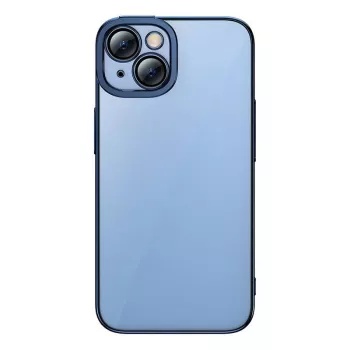 Set custodia protettiva e vetro temperato Baseus per iPhone 14 Plus – glitter trasparente blu