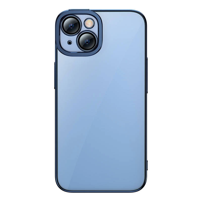 Set custodia protettiva e vetro temperato Baseus per iPhone 14 Plus – glitter trasparente blu