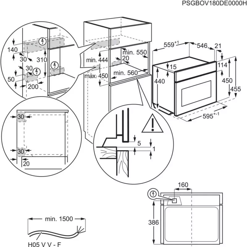 Electrolux EVL6E49X forno compatto da incasso con funzione microonde, 44 l, altezza 45,5 cm, nero/acciaio inox