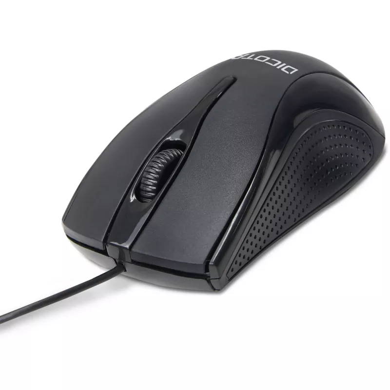 DICOTA - mouse - ambidestro - laser - 3 tasti - con filo - USB - nero (D32011)