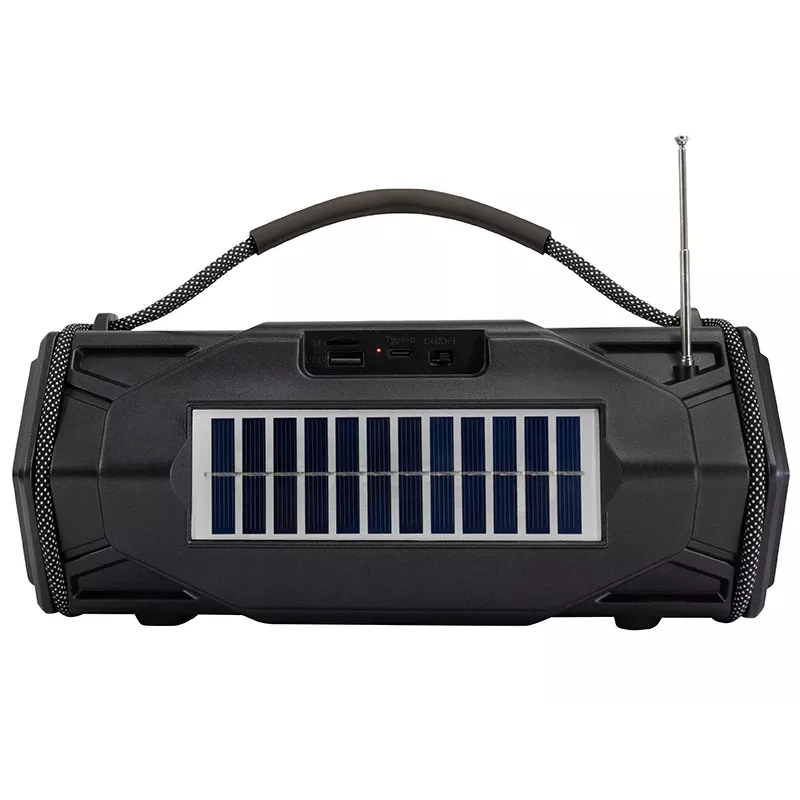 Tracer Explorer TRAGLO47616 speaker Bluetooth portatile, TWS, Bluetooth 5.3, 15 W RMS, radio FM, torcia, pannello solare, power bank da 1800 mAh, microSD, nero