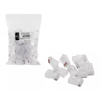 Connettore maschio RJ45 GEMBIRD PLUG3UP6/100, Cat5, connettore dritto, trasparente, contatti dorati, confezione da 100