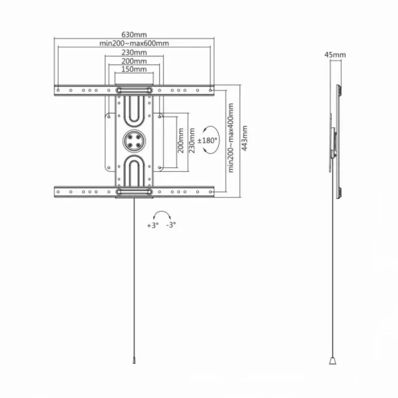 Sbox PLB-1246F supporto fisso per TV a schermo piatto 37-70 50kg
