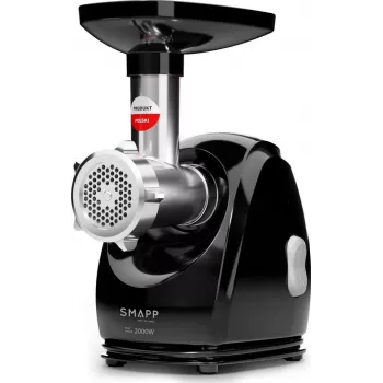 Tritacarne SMAPP 489.8 – 2000 W, resa 2,5 kg/min, acciaio inox, 3 dischi forati, compatto nero