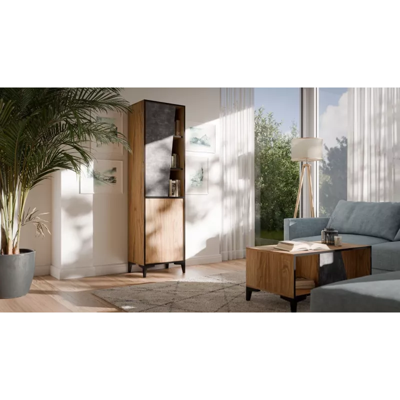 Scaffale Cama Meble OVO 2D libreria 50×38×182,5 cm rovere/cemento