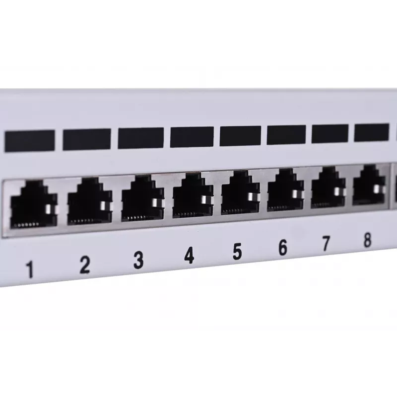 Patch panel LANBERG PPF6-9012-S, 12 porte, metallo, grigio, 1HE, 215×130×44.5 mm