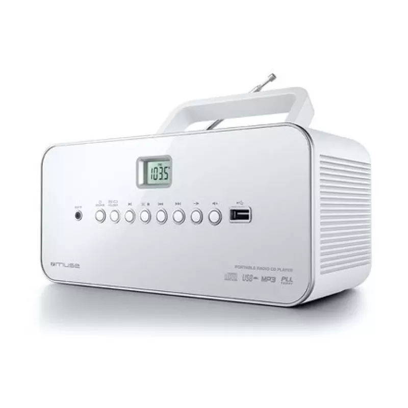 Stereo portatile Muse M-28RDW – lettore CD/MP3, sintonizzatore FM/AM, 3W RMS, bianco, 1,4 kg