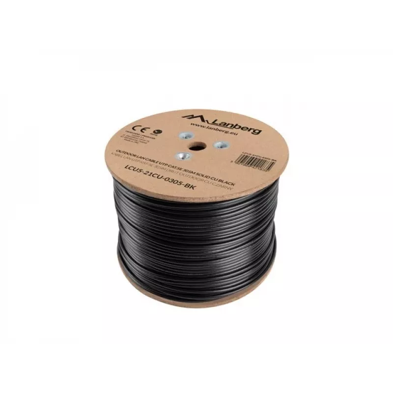 Cavo di rete LANBERG Cat5e U/UTP LCU5-21CU-0305-BK, 305 m, 24 AWG, guaina PVC, nero