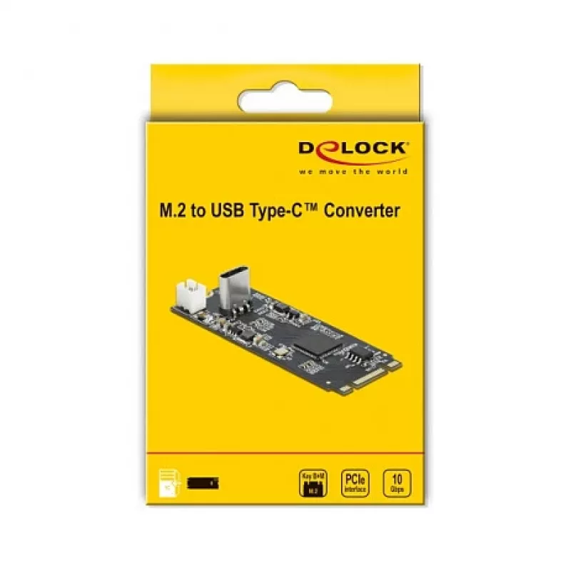 Convertitore da connettore maschio M.2 Key B+M a connettore femmina USB Type-C, DeLOCK, 63174