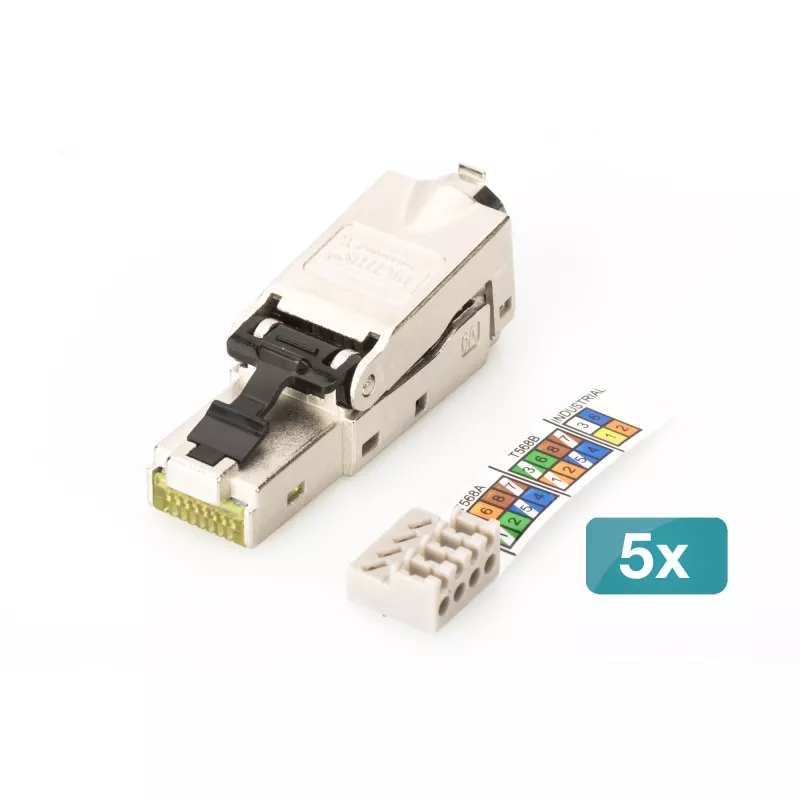 Digitus connettore CAT 6A montabile sul campo STP 5 pezzi connettore RJ-45 argento
