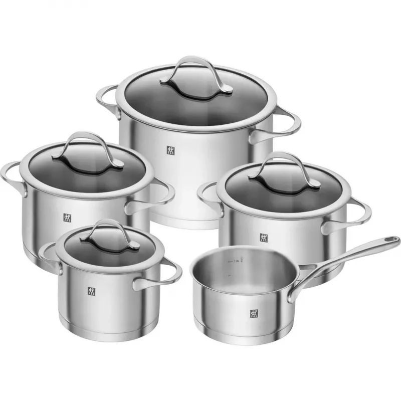 ZWILLING Essence set di pentole in acciaio inox 5 pezzi con coperchi in vetro