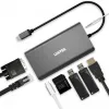 UNITEK uHUB O8+ hub USB 3.2 Gen 1 Type-C con filo, grigio, 100W Power Delivery