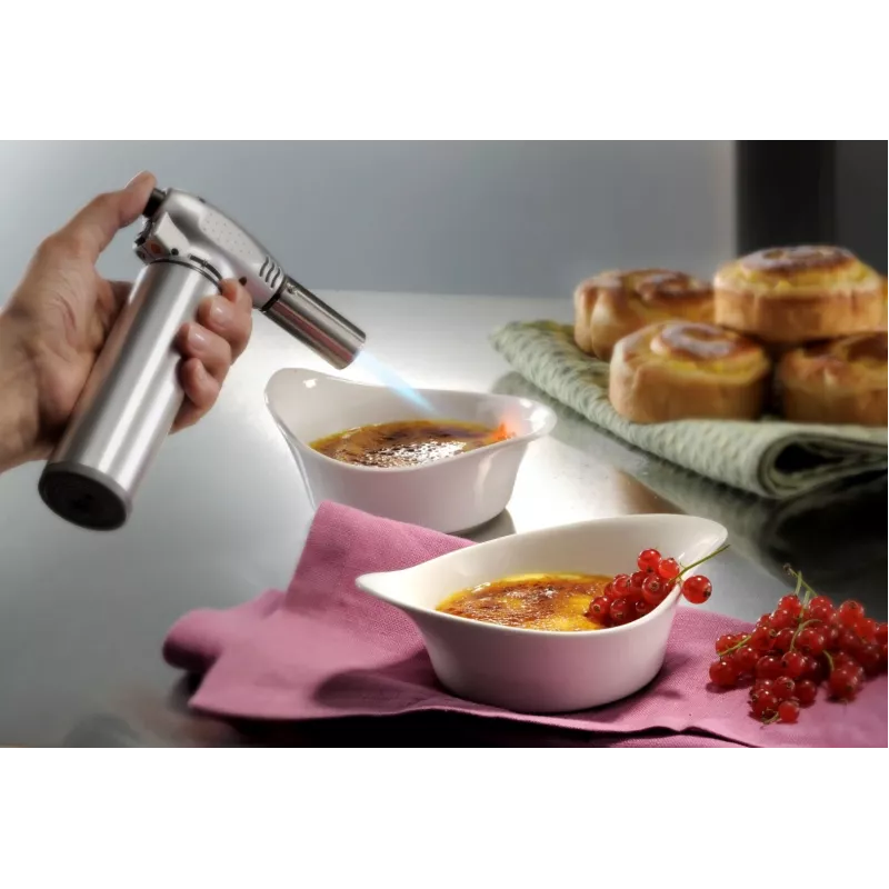 GEFU FUEGO Creme Brulee cannello da cucina G-35400, nero/acciaio inox