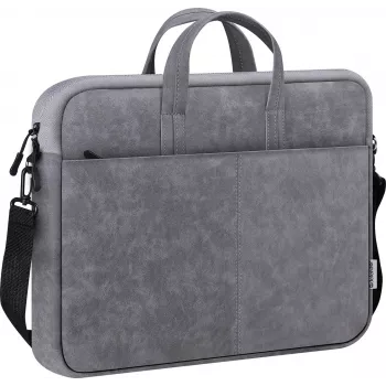 Borsa top loader DEFENDER Solid per laptop 15,6 pollici, poliuretano, grigio, manico, tracolla rimovibile