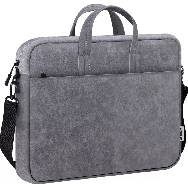 Borsa top loader DEFENDER Solid per laptop 15,6 pollici, poliuretano, grigio, manico, tracolla rimovibile
