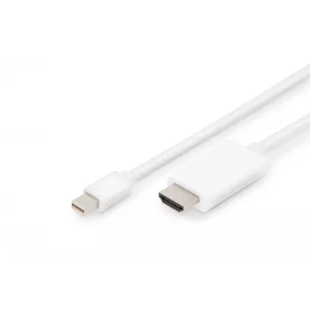 Digitus ASSMANN - cavo adattatore - Mini DisplayPort maschio a HDMI maschio - 2 m - tripla schermatura - bianco - stampato, supporto 4K (AK-340304-0