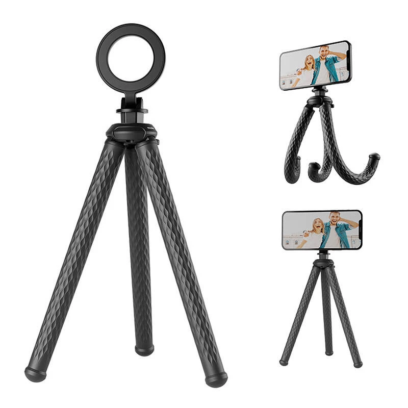 Treppiede flessibile per smartphone Telesin P3-FM-02, nero, gambe flessibili, supporto compatto per telefono