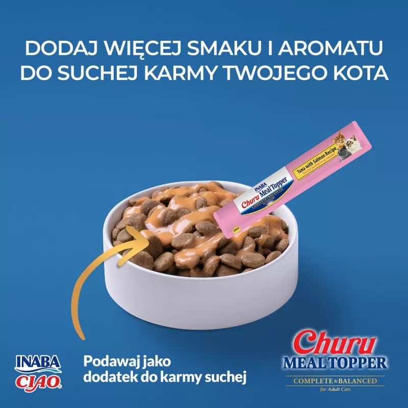 Topper per cibo per gatti INABA Churu Meal Topper tonno con salmone, 4 x 14 g bustine
