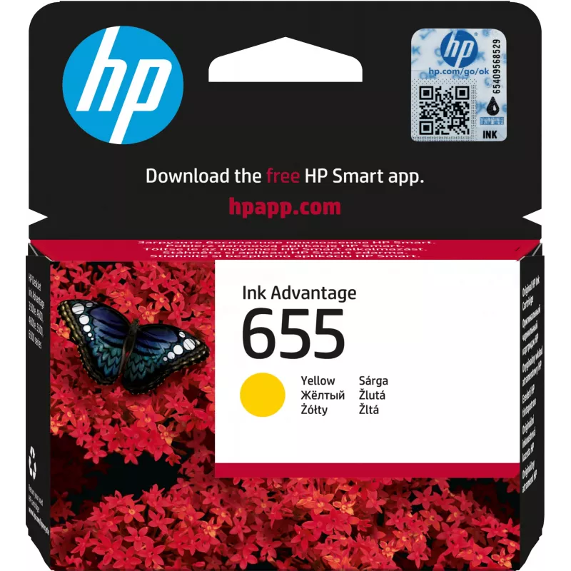 HP 655 giallo cartuccia originale Ink Advantage, giallo, 1 pz., 600 pagine