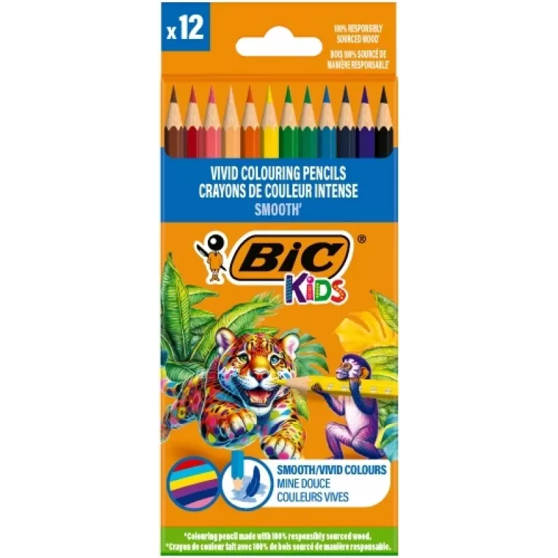 BIC pastelli Kids Smooth set 12 colori