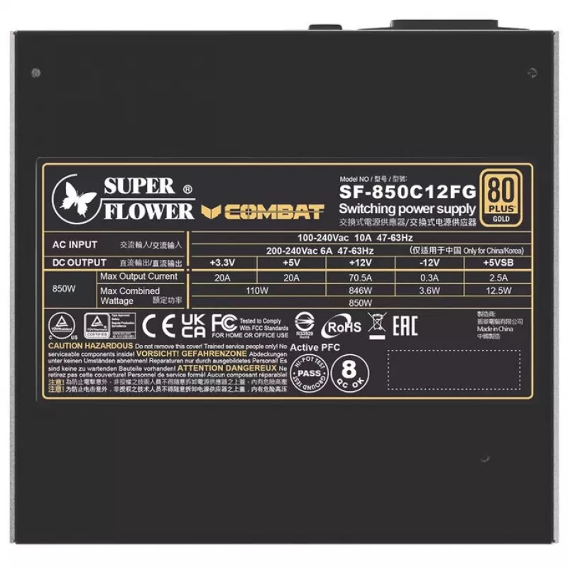 Alimentatore Super Flower Combat FG 850 Watt, ATX 3.1, modulare