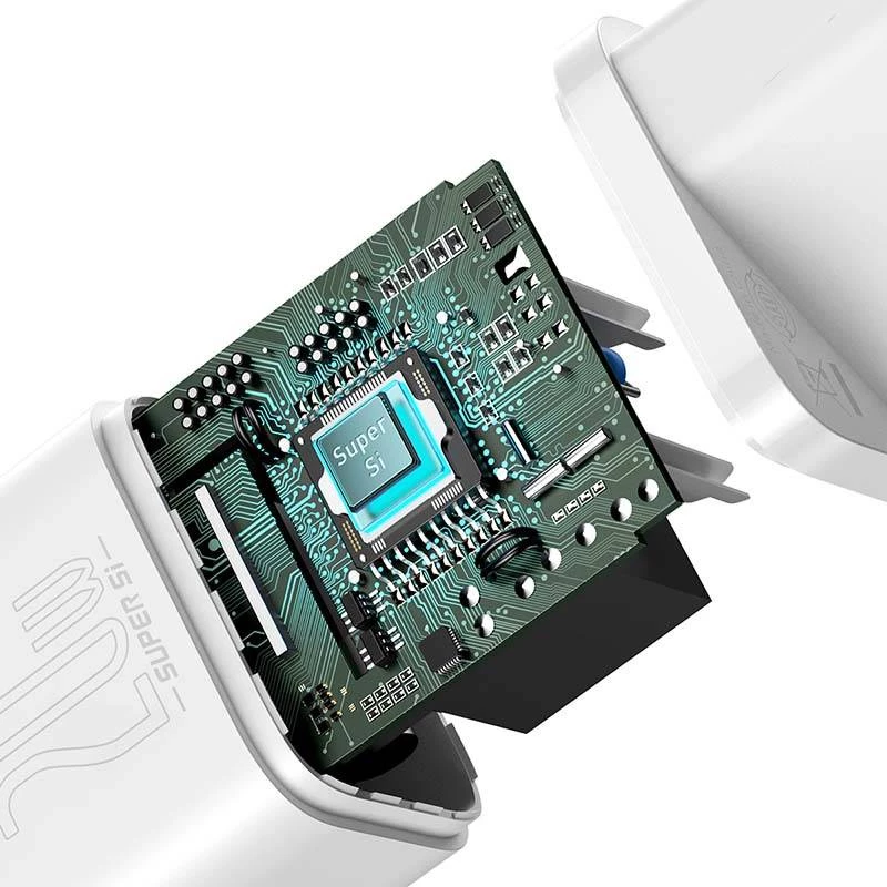 Baseus Super Si smartphone bianco AC ricarica rapida per interni