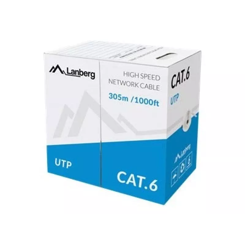 Lanberg LCU6-10CC-0305-S cavo di rete Cat6 U/UTP, 305 m, rigido, CCA, 1 Gb/s, grigio