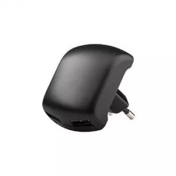 Adattatore di ricarica USB da 230V a 2x USB (2A) – caricabatterie da viaggio (nero gommato)