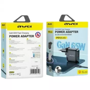 Caricabatterie GaN 65W USB+USB -C EU+US