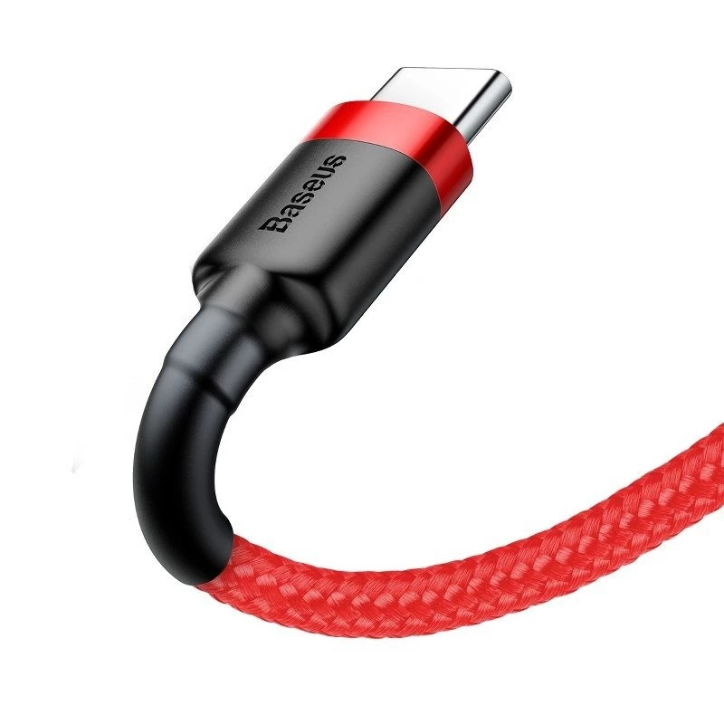 Cavo USB 2.0 A a USB-C Baseus CATKLF-B09 1m QC3.0 treccia in nylon rosso, ricarica rapida e sincronizzazione dati