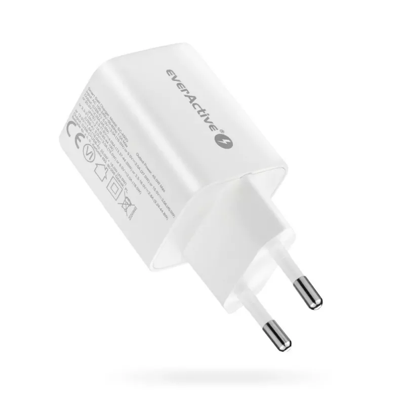 Caricabatterie da parete everActive SC-450Q 45W 1×USB-C 1×USB-A bianco