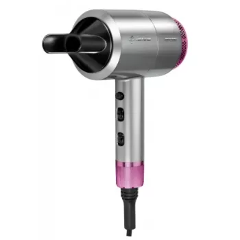 Asciugacapelli MPM MSW-22 1800W, 3 livelli di calore, 2 velocità, ionico, concentratore, cavo 1,8 m, argento