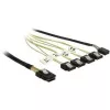 Cavo interno Mini-SAS a 4×SATA DELOCK 0,5 m — Mini SAS SFF-8087 a 4×SATA 7p, nero/argento/giallo