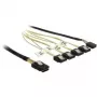 Cavo interno Mini-SAS a 4×SATA DELOCK 0,5 m — Mini SAS SFF-8087 a 4×SATA 7p, nero/argento/giallo