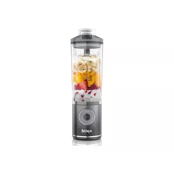 Frullatore portatile Ninja BC251EUGY, contenitore 0,57 L, batteria 11,1 V, lame in acciaio inox, trasparente/grigio
