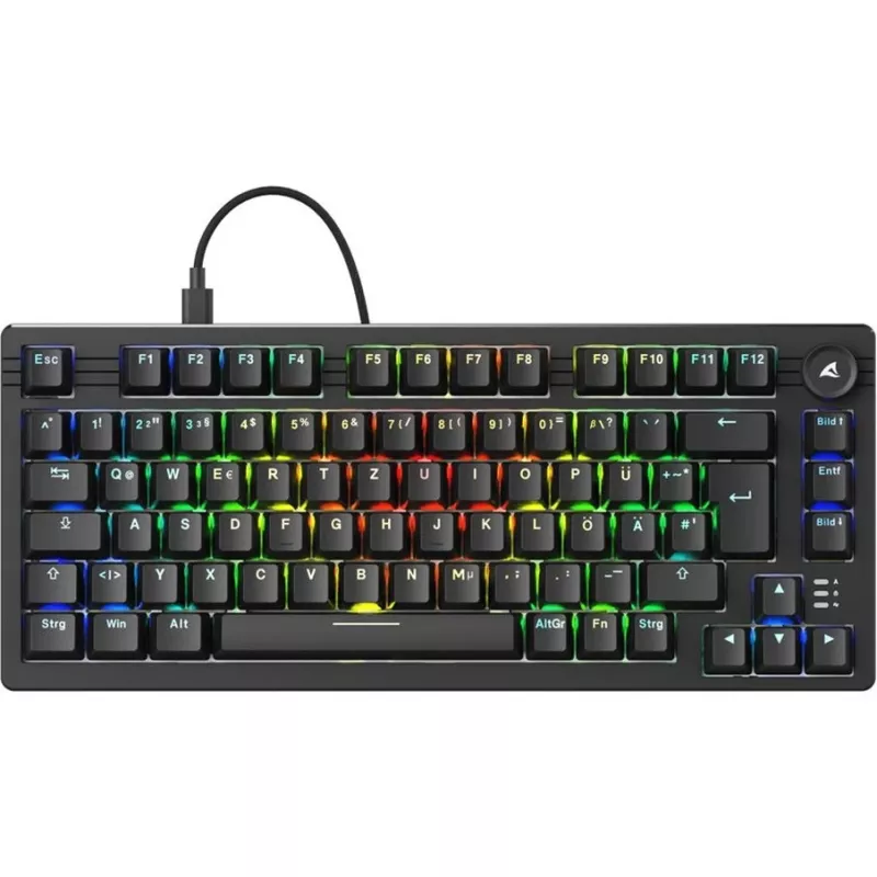 Sharkoon SGK25 Tastiera Home USB QWERTZ Tedesco Nero 75% RGB LED