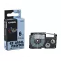 Casio XR-6X1 Nastro per etichette, 6 mm, nero su trasparente