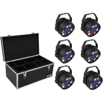 Set luci LED PAR EUROLITE 20000626, 6×36W RGB, washlight da palco