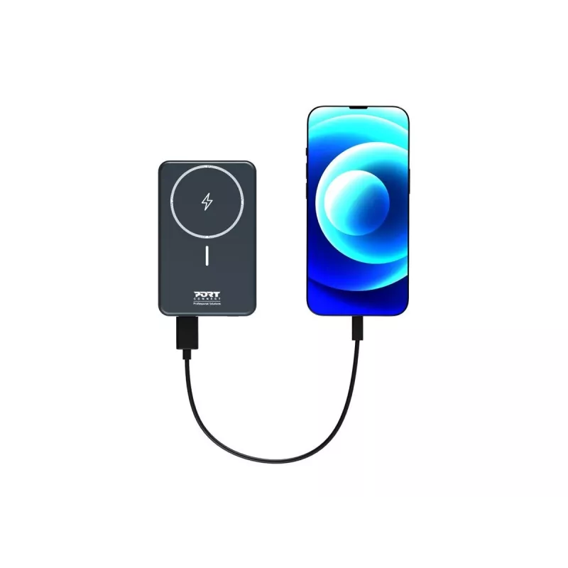 Powerbank Port Designs 907005 10000 mAh ricarica wireless nero