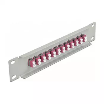 Patch panel in fibra ottica DeLOCK 10 pollici 12 porte LC Duplex viola 1U grigio
