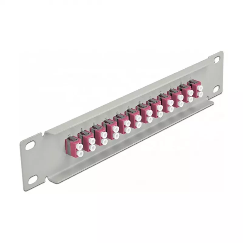 Patch panel in fibra ottica DeLOCK 10 pollici 12 porte LC Duplex viola 1U grigio