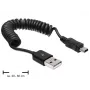 DeLOCK 83164 Cavo spiralato USB 2.0, da USB-A a Mini-USB B, 0,6 m, nero